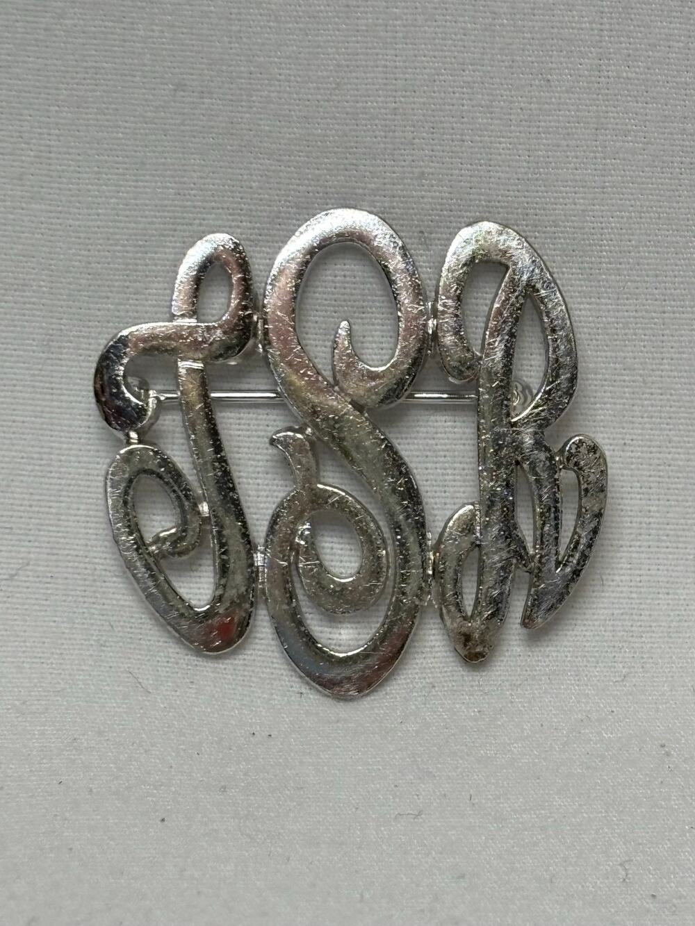 Vintage Signed Sterling Monogram Pin #6189